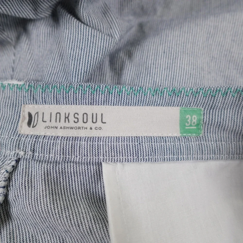 Linksoul Pants Mens 38 Blue‎ White Pinstripe Chinos Cotton Blend Light (40X31)